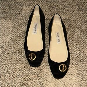 Jimmy Choo Black Loafers with Gold Detail